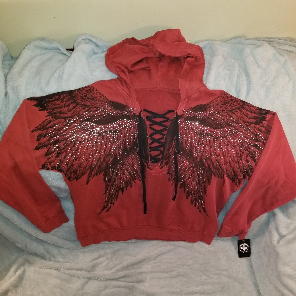 NWT Womens Size 2X Burgandy/Maroon Affliction hoody